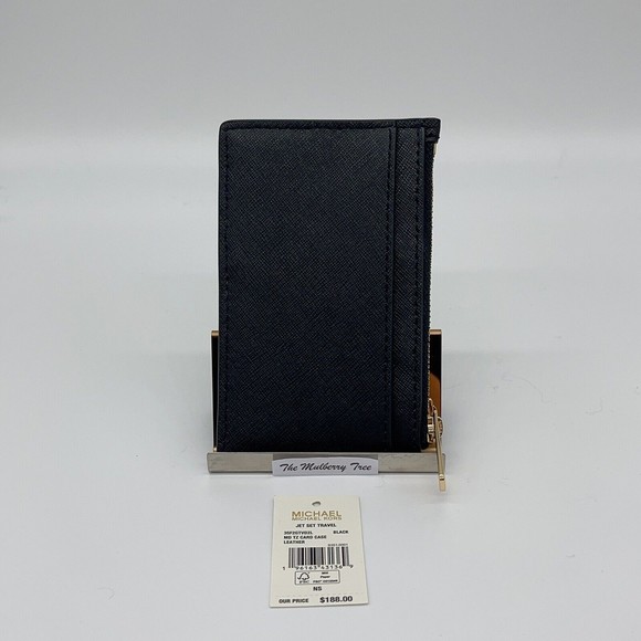 Michael Kors Jet Set Travel MD TZ Card Case Black Wallet NWT $188 - Picture 2 of 4